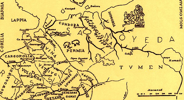 Упрощённая копия северной части России Дженкинсона А. 1562